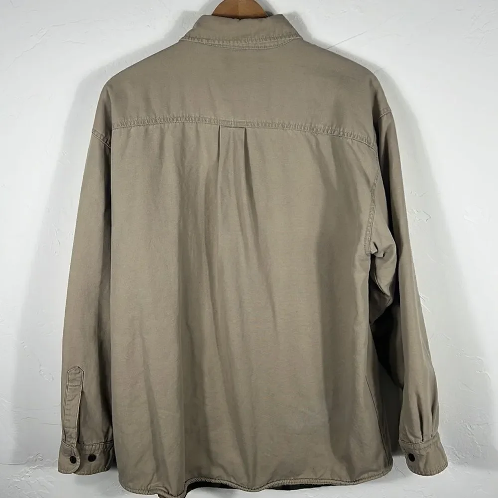🔥🔥 Vintage Levi’s Blanket Lined Khaki Button Down Cotton Shirt - Sz L - EUC‎